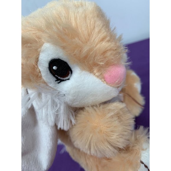 Dan Dee 8” Tan and White Bunny caramel bow. Embroidered eyes flocked nose - Picture 6 of 10